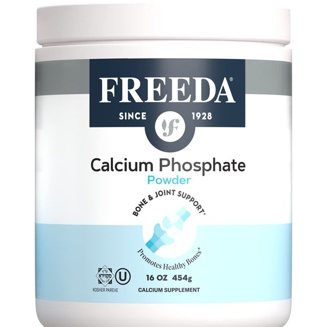 Freeda Calcium Phosphate Powder - Kosher Calcium Supplement for Men & Women, Animal Bone Health & Joint Support for Dogs & Cats - Calcium and Phosphorus Supplement - Calcium Without Vitamin D, 16oz