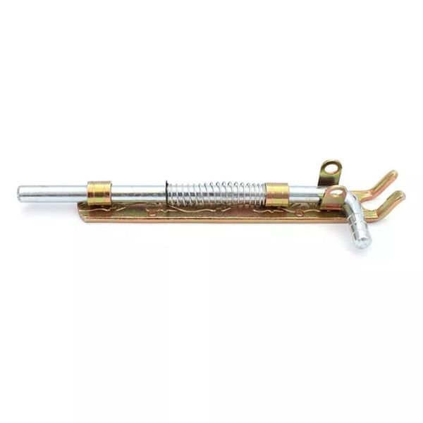 Spring Loaded Gate Drop Bolt, 250mm Length, 5mm Steel, Galvanised Security Latch with Stabilising Brackets