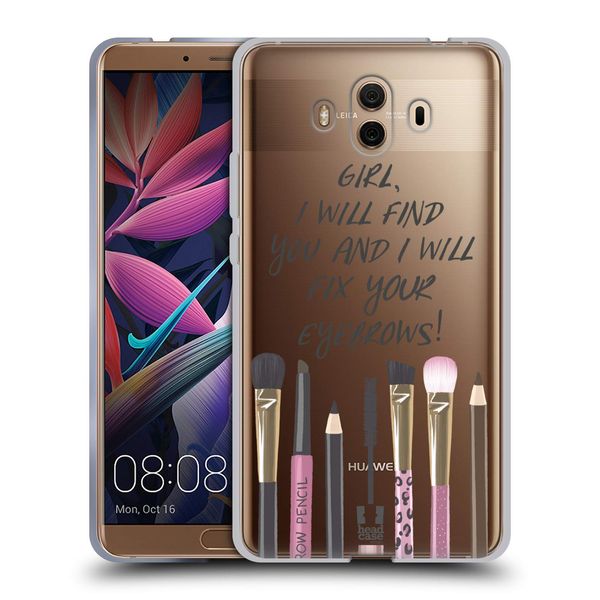 Head Case Designs Eyebrow Quote Makeup Obsession Soft Gel Case Compatible With Huawei Mate 10