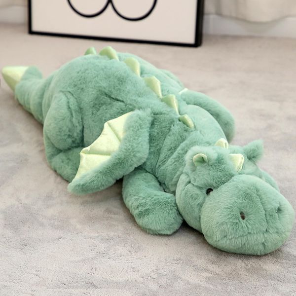 TITQWOP Dinosaur Plush Toy Pillow, Cute Dinosaur Stuffed Animals Toys Dolls, Soft Long Dinosaur Body Pillow Gift for Kids Boys Girls Green 28 inch