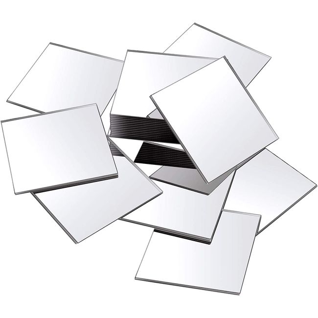 Mini Acrylic Square Mirror Set with Adhesive Backing - Small Size for Decorative