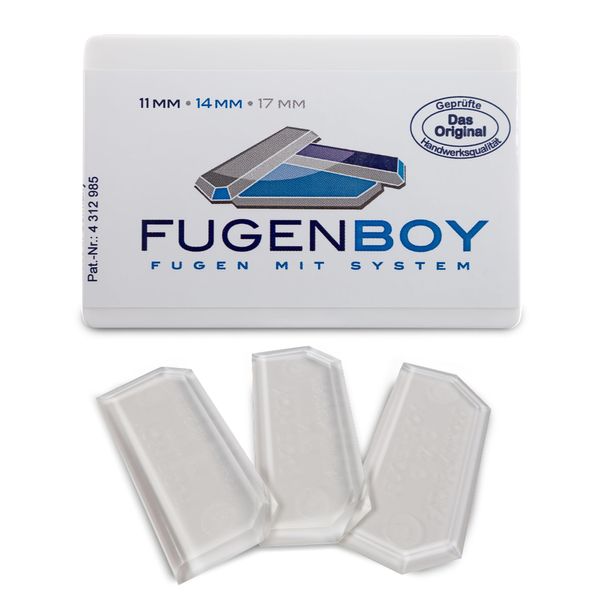 Fugenboy® patentierter Fugenglätter 3er Set | Deutsche Herstellung | Silikon-Fugen Abzieher | Ideal als Fugenspachtel für Fliesen & Edelstahl | 11mm, 14mm, 17mmm | Zur Fugen-Versiegelung