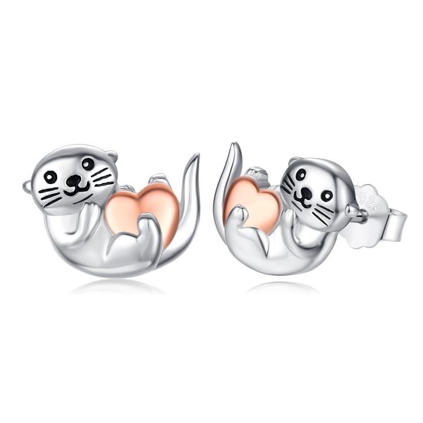 Otter Gifts for Women 925 Sterling Silver Otter Earrings Seaotter Stud Earrings Animal Jewellery for Otter Lover Girls Birthday