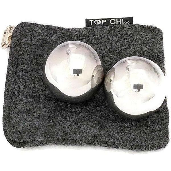 1 Inch Stainless Steel Pocket Sized Baoding Balls with Carry Pouch. Solid Non...