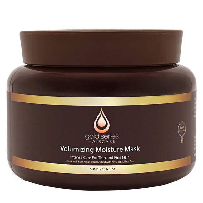 Gold Series Volumizing Hair Mask, Deep Conditioning Hair Mask for Dry Damaged Hair, Moisturizing Hair Treatment with Argan Oil, Volumizing Conditioner for Natural Fullness (18.6 Oz)