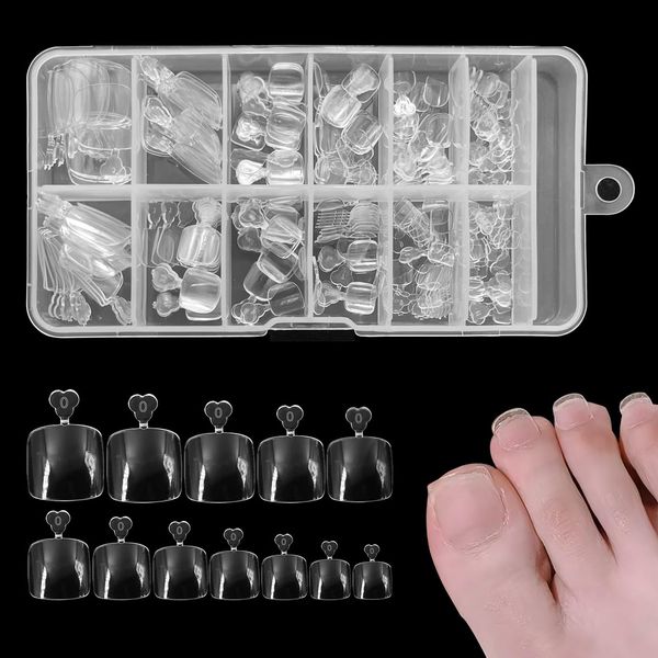 120PCS False Toenails Clear Full Cover Stick On Toenails Nail Tips Double Toe Nails False Toe Nail Extensions Press On Toenails for Nail Extension Nail Art Salon And Home DIY 12 Sizes