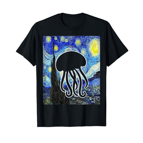 Jellyfish Starry Night Van Gogh Oceanology Jellyfish Lover T-Shirt