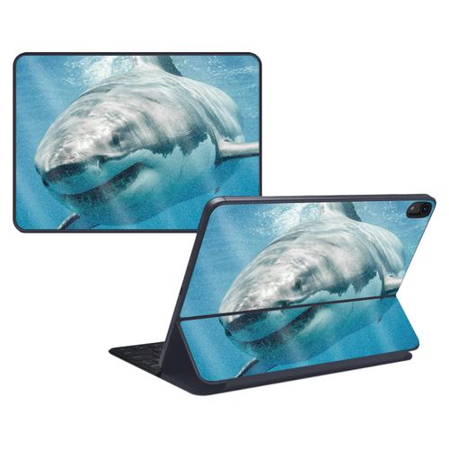 MightySkins Glossy Glitter Skin Compatible with Apple Magic Keyboard Folio for iPad 10th Gen (2022) - Great White Shark | Protective, Durable High-Gloss Glitter Finish | Made in The USA