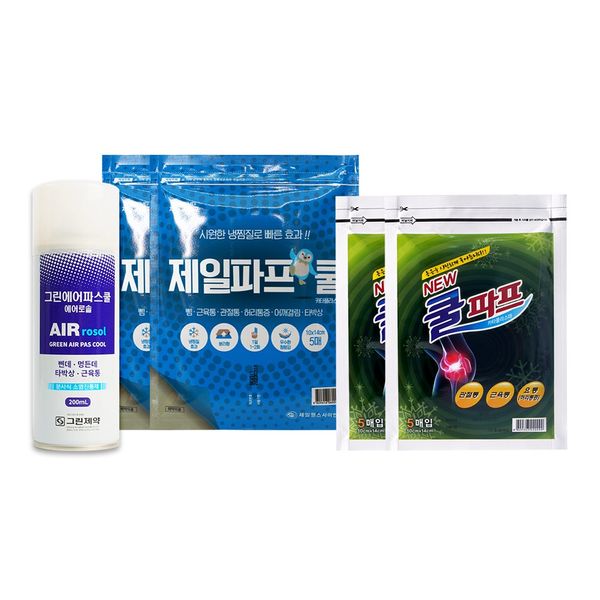 Jeil Pap Cool 5 sheets x 2ea+ Daeil Pap Cool 5 sheets x 2ea + Green Airpas Cool 200ml Cool Airpas 3pcs Set, Jeil Pop Cool 10 sheets + Daeil Cool Pap 10 sheets + Green Airpas 1ea