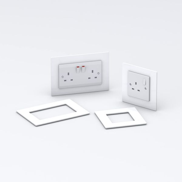 Double/Single Socket Switch Surround/Acrylic Finger Plate (Single, White)