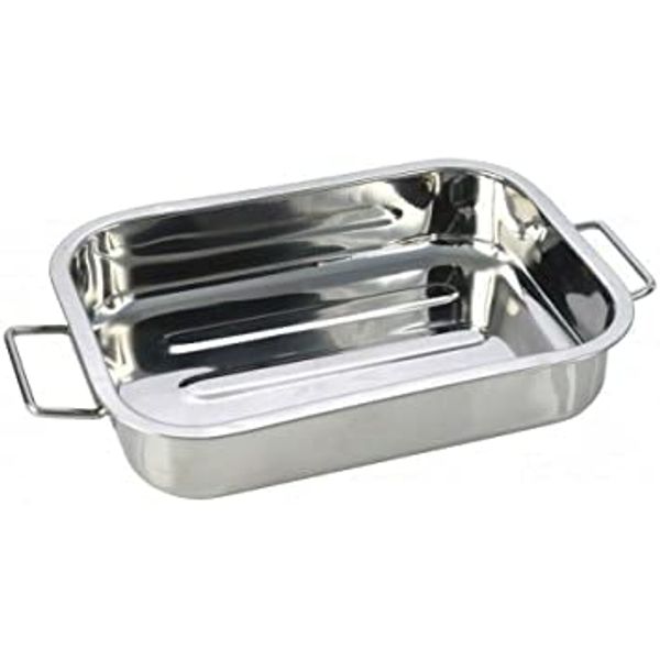 Nobel -Stainless Steel Deep Baking Pan, Roasting Tray, Lasagna, Bread Brownie Cake tin (40 x 30 x 6 cm Deep)