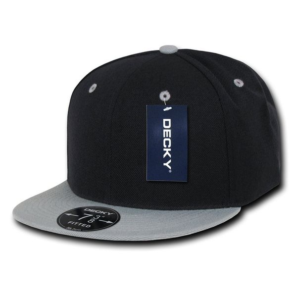 DECKY Retro Fitted Cap, Black/Grey, 7 1/2