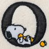 Tsujisel Snoopy Mini Towel 25cm Initial O Embroidered White