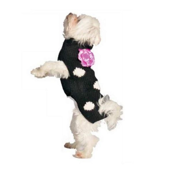 Chilly Dog Black Polka Dot Dog Sweater (Medium)