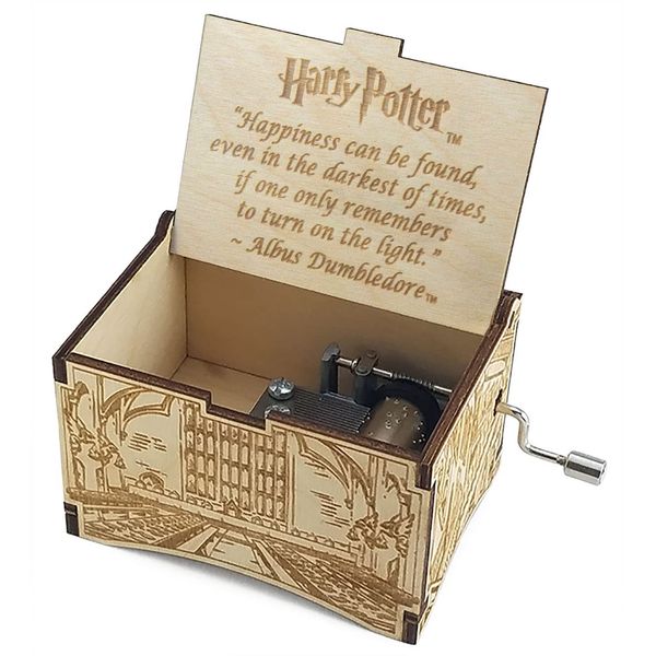 TheLaser'sEdge, Hogwarts Castle, Harry Potter Music Box with Movies Hedwig's Theme, Gifts for Women, Men, Birthday, Christmas, Mother’s Day, Anniversary or Merchandise Decor - Happiness Quote