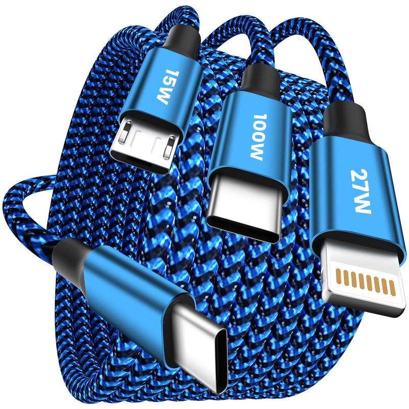 100W USB C Multi Charging Cable[5FT],3 in 1 Charging Cable Fast with E ...