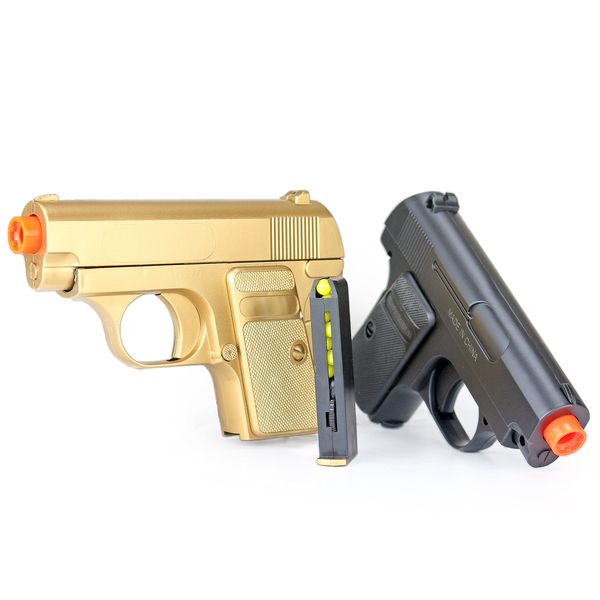 BBTac Spy Airsoft Pistols Twin Pack Pocket Size Compact Airsoft Gun with Gold and Black Colors