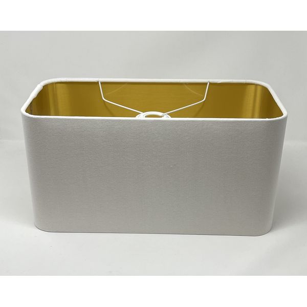 Cream Velvet Brushed Gold Rounded Rectangle Lampshade