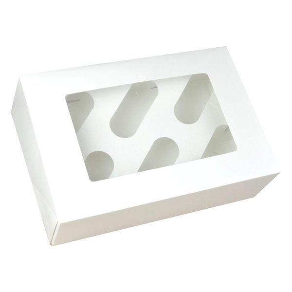 Shireproducts 10x White Cupcake Boxes - 6 Holes