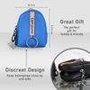 Leather Coin Bag Make Up Purse Pouch Mini Backpack Keyring (Blue)
