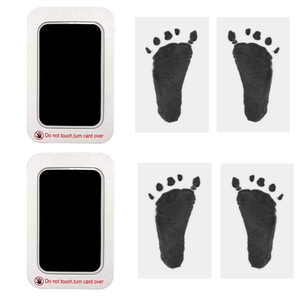 ZHIYE Baby Footprint & Handprint Kit – 2 Black Inkless Print Pads Plus 4 Imprint Cards, 100% Clean-Touch Ink Pad for Newborns, Perfect Family Keepsake Gift for Printing Touch Imprints