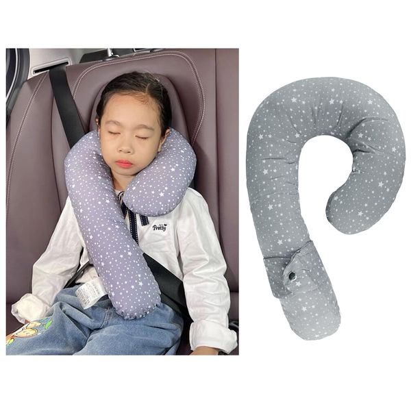 Kids Travel Neck Pillow Car Seat Belt Cover Pad Children Soft U-shape Head Neck Support Pillow Car Seat Safety Shoulder Strap Cushion Shoulder Protector Sleeping Headrest Car Accessories for Boy Girl