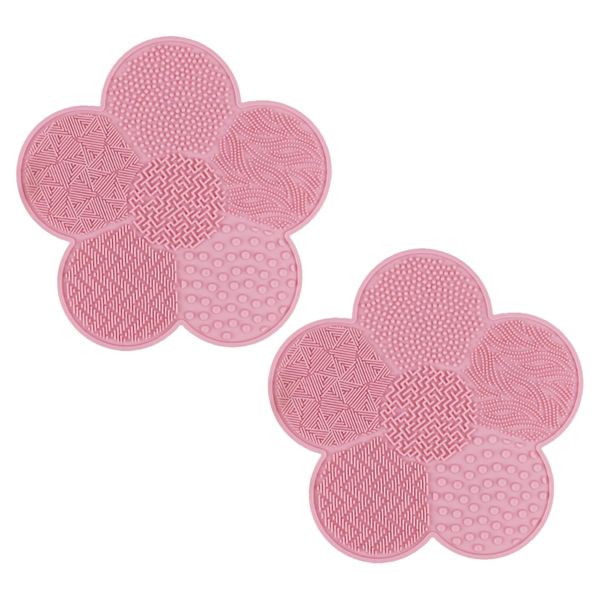 SWYSGS Make-up Pinsel Reinigungsmatte, Silikon Makeup Pinsel Reiniger, Make-up-Pinsel-Schrubber-Pad, Tragbares Waschwerkzeug für Make-up Pinsel mit Saugnapf (Rosa)