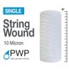 String Wound Sediment Water Filter Cartridges 10x4.5 10 Micron Single