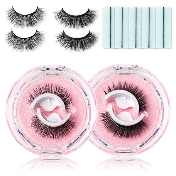 Reusable Self Adhesive Eyelashes Natural Look Lash Buddy Self-Adhesive Eyelashes,Easy to Put on No Glue False Eyelashes (Pack of 2 Pairs)