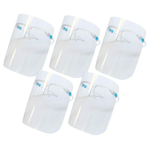 Anti-Fog Face Shield Over Glasses Transparent Mask Protective Mask with Adjustable Removable 5 Shields ,Random Color