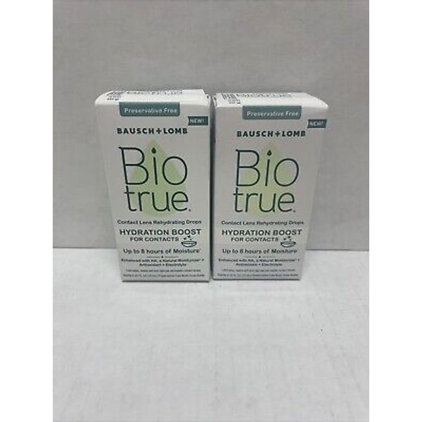 (Lot of 2) Biotrue Hydration Boost Rehydrating Contact Lens Drops New Sealed