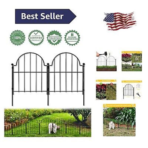 Elegant 11ft Arched Garden Fence - Rustproof Metal, Easy No-Dig Installation