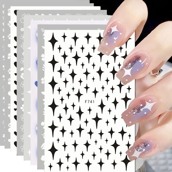 Nagelsticker Selbstklebend, 8 Blatt 2D Nail Art Sticker, Herzform Blumen Nagelaufkleber, 2D Nagelsticker Nagel Stickers Nageldesign Nagelfolie Selbstklebend Nagelfolien für DIY Nagel Dekoration