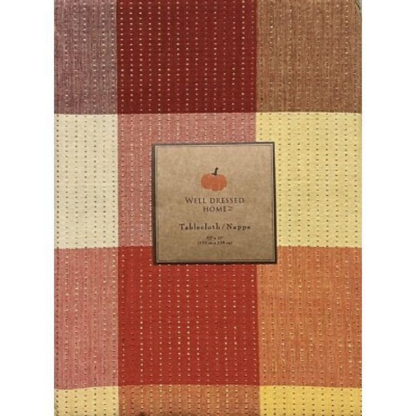 Well Dressed Home Fall Brown Buffalo Plaid Woven Gold Cloth Tablecloth 52” X 70”