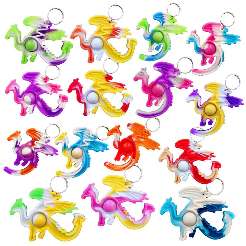 50 Packs Bulk Dragon Raptor Backpack Mini Pop Rainbow Keychain fidgets ...