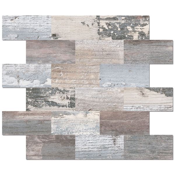 DEWOO 20-Sheet Peel and Stick Backsplash PVC Wall Tile, Stick on Tile for Kitchen Backplash, Bathroom Vanities, Fireplace Decor, Laundry Table, Stair Decals in Rustic, Plastic-Sheets (13.5" x 11.4")