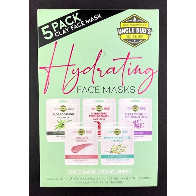 Uncle Bud’s Hydrating Face Masks • Pack Of 5 Face Masks • NEW