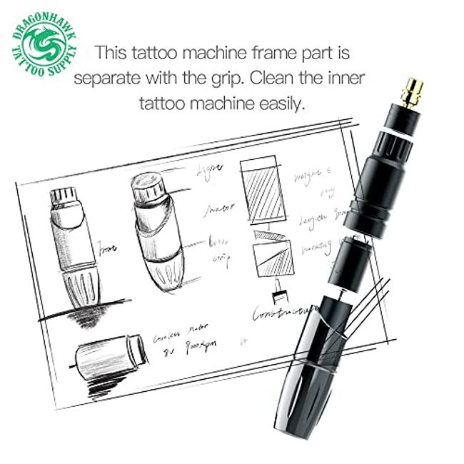 Dragonhawk Mast Pen Rotary Tattoo Machine Kit Power Supply WJX