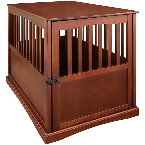 Casual Home Wooden Large Pet Crate End Table Walnut 24 x 36.5 x 29.5 in