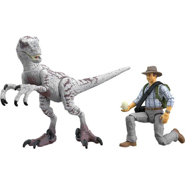 Mattel Jurassic World Jurassic Park III Hammond Collection Action Figure Set wiith Dr Alan Grant, Velociraptor Dinosaur & Raptor Egg Accessories