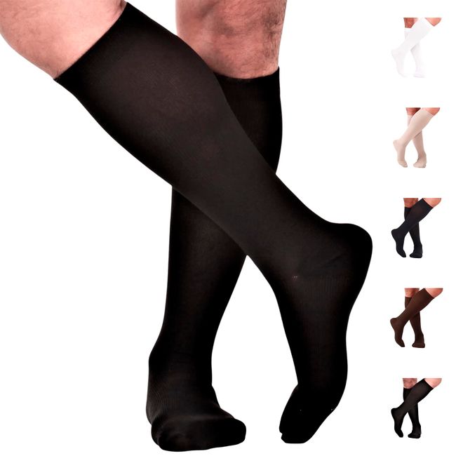 ABSOLUTE SUPPORT Cotton Compression Socks 20-30mmHg Women & Men - USA Made  Black Medium