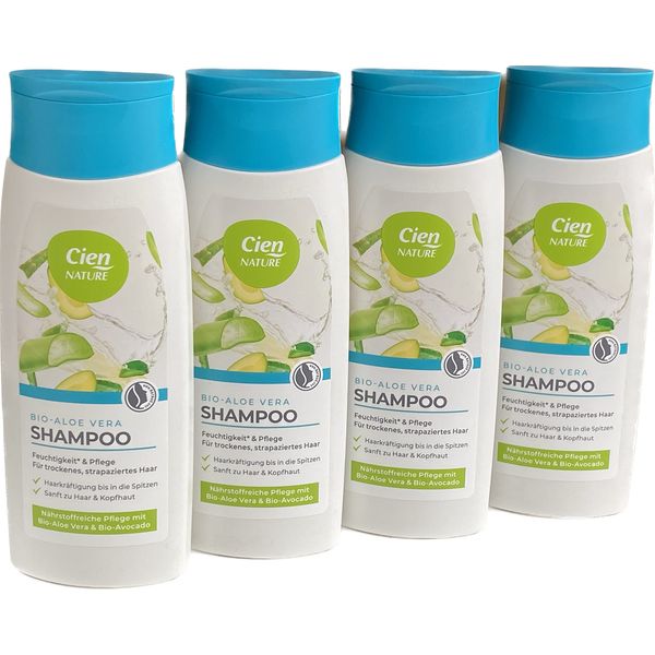 Cien Nature NATURKOSMETIK Bio-Aloe Vera Shampoo für trockenes, strapaziertes Haar, 4er-Pack (4 x 200 ml)