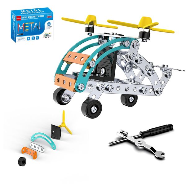 Helicopter Model, STEM Erector Set Building Toy Sets for Back to School Assembly Metal Model Toys Helicopter, Toy Building Kit DIY Interactive Construction Toy for Kids, Boys, and Girls Age 6-14