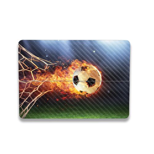 MightySkins Carbon Fiber Skin Compatible with Microsoft Surface Laptop Studio 2 (2023) Full Wrap Kit - Flaming Soccer Ball | Protective, Durable Textured Carbon Fiber Finish | Made in The USA