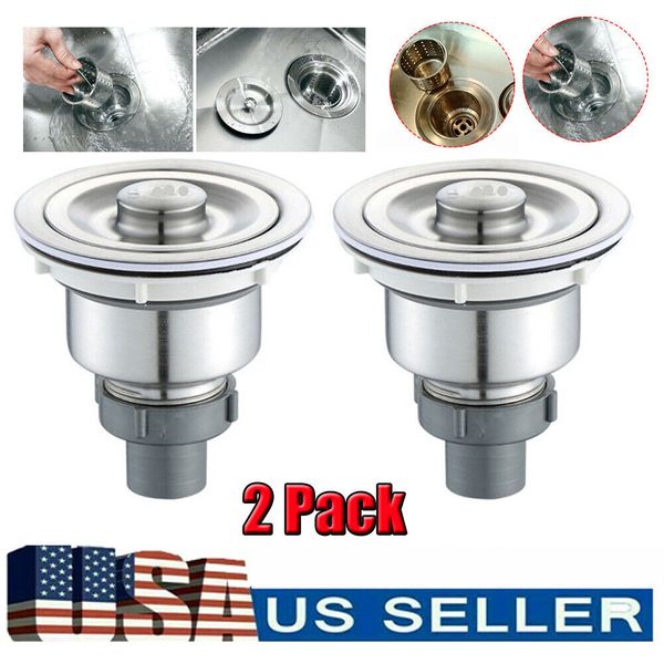 Kitchen Bar Stainless Steel Sink Strainer Drain Head Stopper Filter Basket 2x