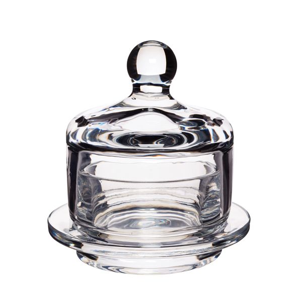 Artesà Glass Butter Dish, Small Cloche Holder with Lid for Serving Butter, Spread, Cheese, Pate and Tapenades, 9 x 9.5 cm - Clear Glass