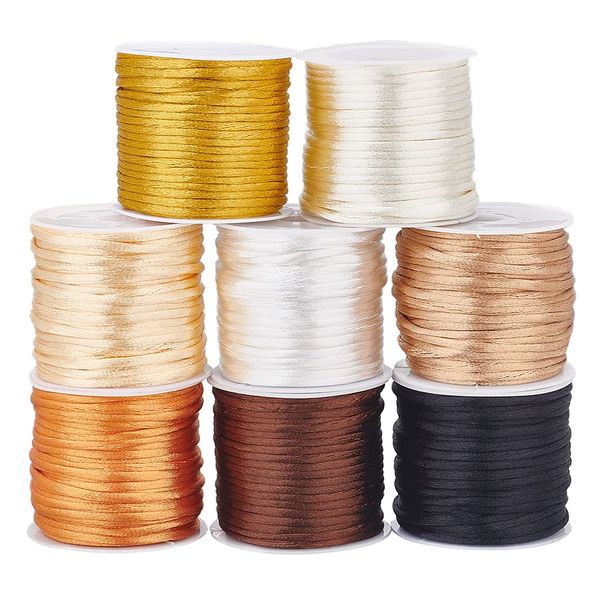 PH PandaHall Nylon Thread, 8 Rolls, Approximately 32.8 ft (10 m), Roll, Tie, Handicraft, Diameter 0.08 inch (2 mm), Nylon Rope, Hand-woven Bracelet, Handmade for Chinese Ties, DIY Accessories, Handmade, Material