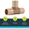 SharkBite 1 Inch Crimp Tee, Brass Plumbing Fitting, PEX Pipe, PE-RT, UC374LFA