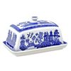 UNIQUE HOME LIVING Blue Willow Butter Dish Ceramic Covered Server Style Oriental Design Tableware