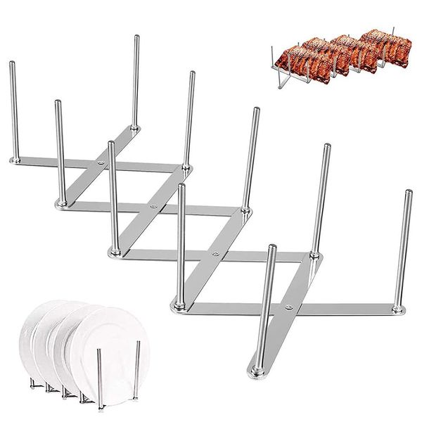 PIQIUQIU 2 Stück Deckelhalter Topfdeckelhalter, Edelstahl Verstellbarer Spareribshalter, Aufbewahrung Organizer für Pfannen, Töpfe, Deckel